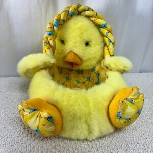 Plush Yellow Chick Easter Basket VTG Kids of America